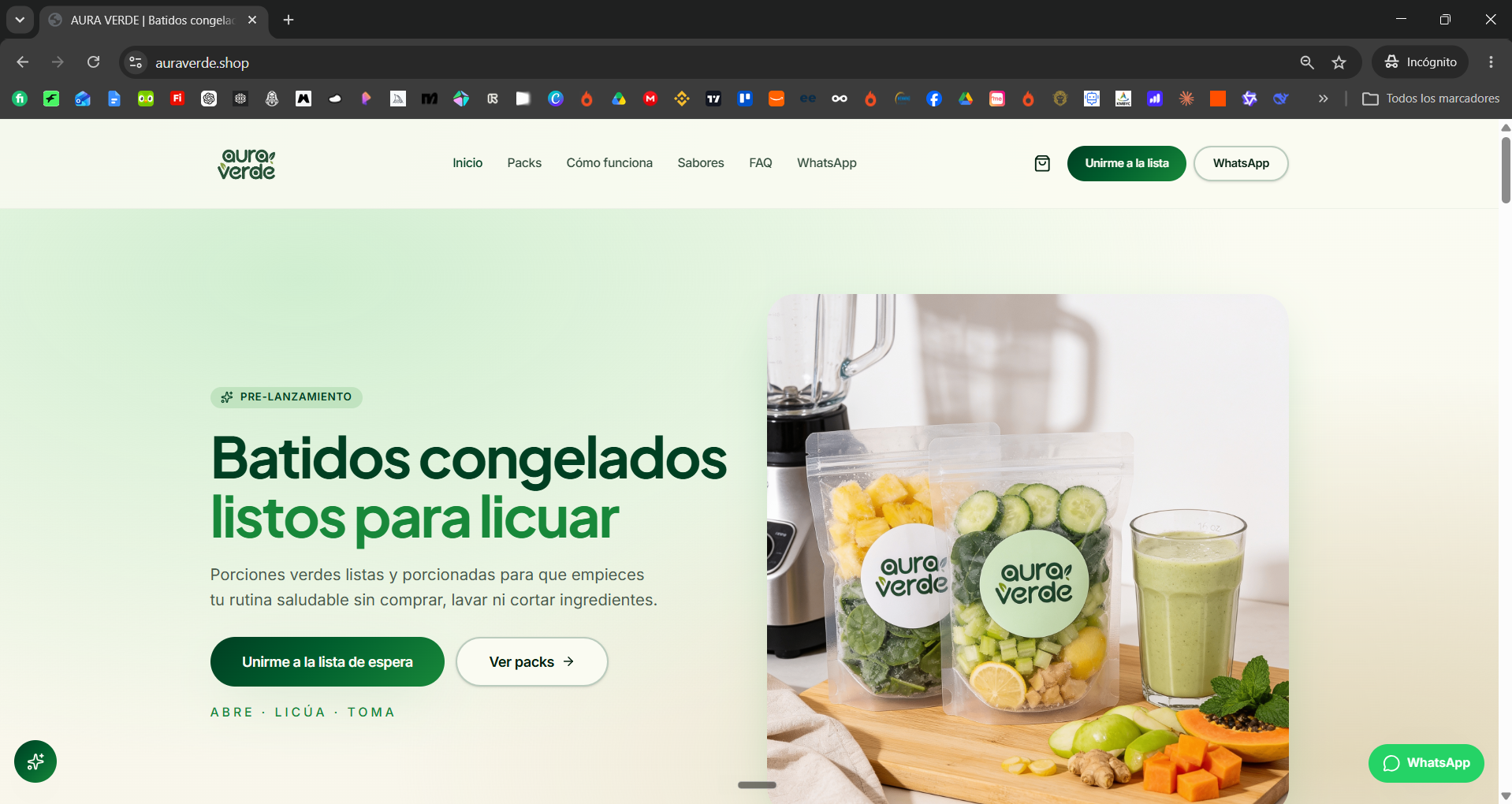 Sitio web de Aura Verde